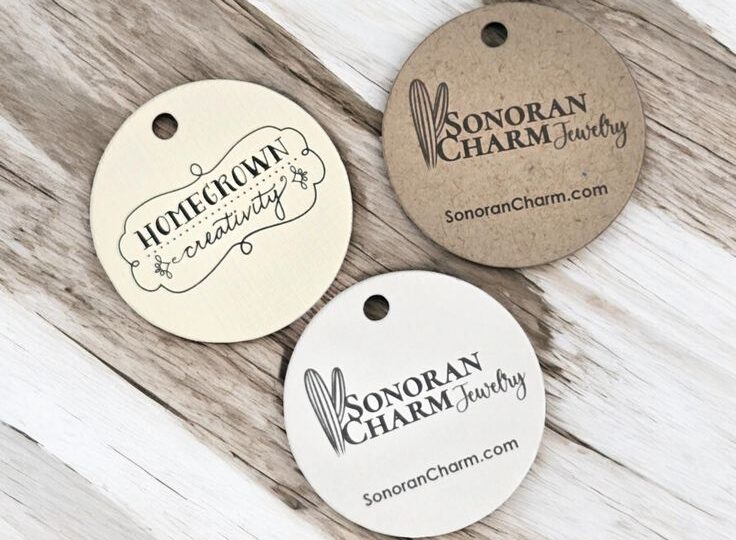 round hair serum hang tags
